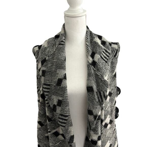 Willi Smith Wool Blend Vest Draped Front Waist Length Pockets Cozy Chic - Picture 4 of 10